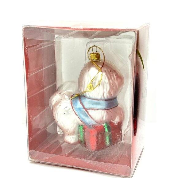 White Dog Christmas Ornament With Box - Hand-Painted Glass Figurine - Picture 5 of 5